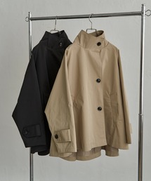 ツイル スタンドカラーケープコート