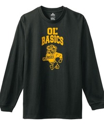 Ol' Basics(オール・ベーシックス) 長袖Tシャツ Ol'Basics ロゴ イラスト プリント 袖リブ ロンT ロングTシャツ トップス カットソー レディース