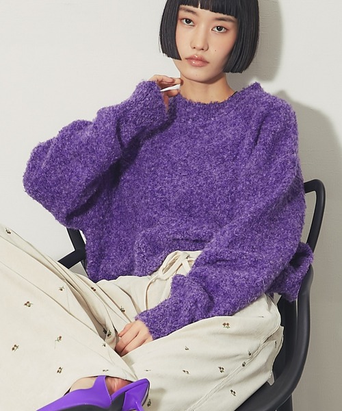 ANOTHER S(アナザーエス)の「ブークレニット クルーネックプルオーバー(ニット/セーター・レディース・パープル/ブラウン/イエロー・FREE)」の18枚目の写真