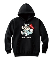 Moftique(モフティック) プルパーカー レディース スウェット アニマル 猫 キャット イラスト ロゴ プリント プルオーバーパーカー フーディー スエット トップス ユニセックス