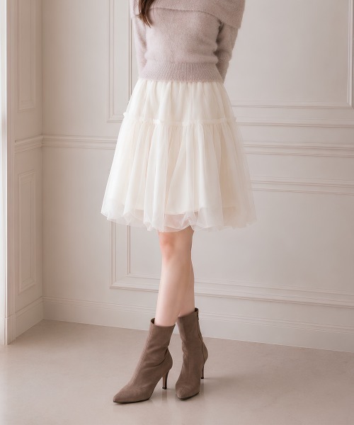 center i（センターアイ）の「チュールティアードフレアスカート（スカート・レディース・グレー/オフホワイト/ライトグレー・FREE）」の8枚目の写真