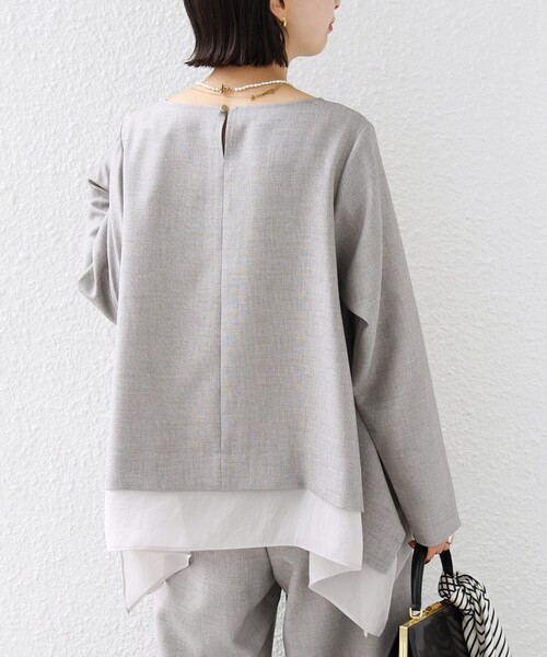 SHIPS(シップス)の「〈手洗い可能〉メランジ / 無地 ヘム フレア 長袖 ブラウス(シャツ/ブラウス・レディース・ブラウン/ブラック/ライトグレー・ONE SIZE)」の9枚目の写真