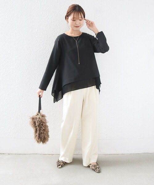 SHIPS(シップス)の「〈手洗い可能〉メランジ / 無地 ヘム フレア 長袖 ブラウス(シャツ/ブラウス・レディース・ブラウン/ブラック/ライトグレー・ONE SIZE)」の12枚目の写真