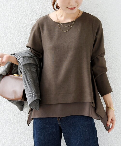SHIPS(シップス)の「〈手洗い可能〉メランジ / 無地 ヘム フレア 長袖 ブラウス(シャツ/ブラウス・レディース・ブラウン/ブラック/ライトグレー・ONE SIZE)」の22枚目の写真