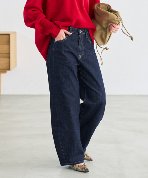 Spick & Span(スピックアンドスパン)の「《追加3》SOMETHING for SS 別注 HANA CURVE TAPERD(デニムパンツ・レディース・ブラウン/ネイビー・X-SMALL/SMALL/MEDIUM)」の2枚目の写真