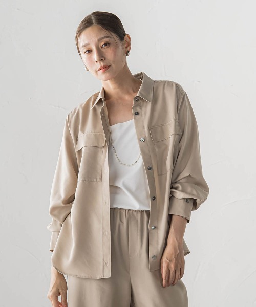 la.f…(ラエフ)の「【SETUP対応】"Light & Soft Suede"スェードシャツ(シャツ/ブラウス・レディース・ブラック/ブラウン/キャメル・7号/9号)」の3枚目の写真