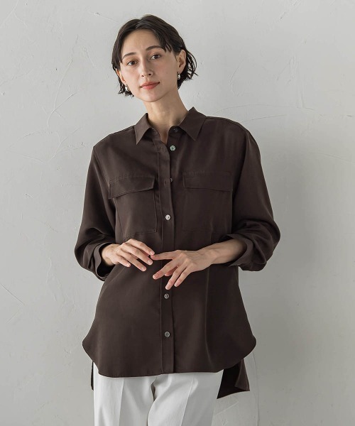 la.f…(ラエフ)の「【SETUP対応】"Light & Soft Suede"スェードシャツ(シャツ/ブラウス・レディース・ブラック/ブラウン/キャメル・7号/9号)」の2枚目の写真