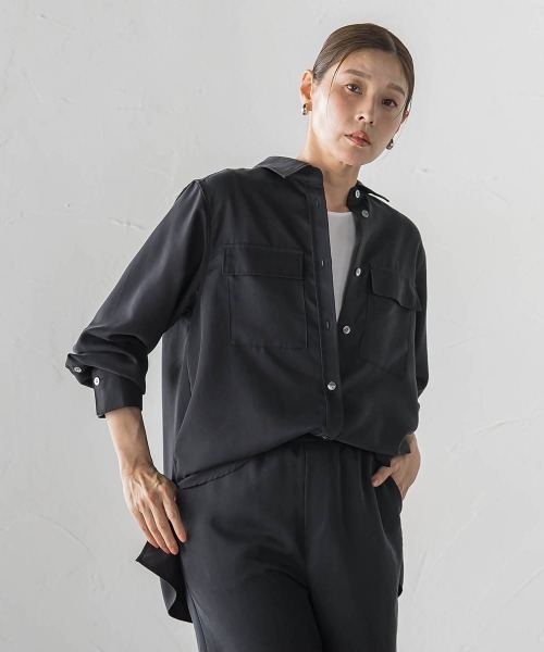la.f…(ラエフ)の「【SETUP対応】"Light & Soft Suede"スェードシャツ(シャツ/ブラウス・レディース・ブラック/ブラウン/キャメル・7号/9号)」の20枚目の写真