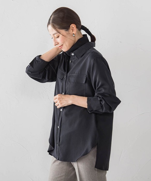 la.f…(ラエフ)の「【SETUP対応】"Light & Soft Suede"スェードシャツ(シャツ/ブラウス・レディース・ブラック/ブラウン/キャメル・7号/9号)」の12枚目の写真