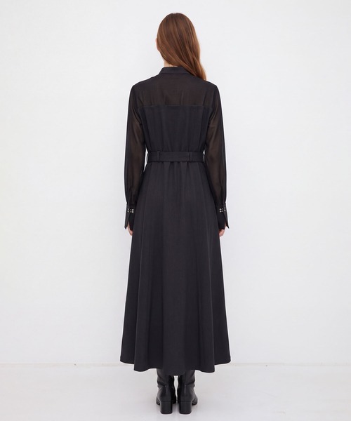 UNITED TOKYO(ユナイテッドトウキョウ)の「【新作|一部店舗限定】フラップアシメワンピース|秋服/オフィスカジュアル/オケージョン/長袖/ウォッシャブル/シアー/細見え(ワンピース・レディース・ダークグレー/グレー・1/2)」の5枚目の写真