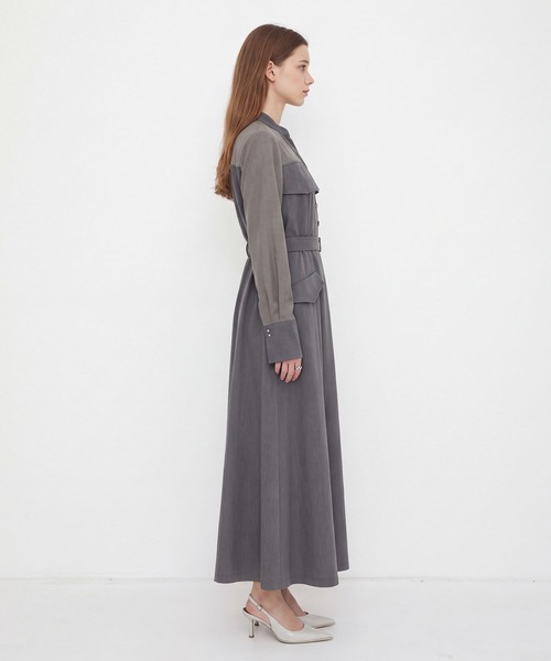 UNITED TOKYO(ユナイテッドトウキョウ)の「【新作|一部店舗限定】フラップアシメワンピース|秋服/オフィスカジュアル/オケージョン/長袖/ウォッシャブル/シアー/細見え(ワンピース・レディース・ダークグレー/グレー・1/2)」の7枚目の写真