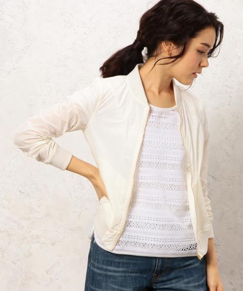 green label relaxing(グリーンレーベルリラクシング)の「CB N Onibegie MA-1 ① ブルゾン◆(MA-1・レディース・オフホワイト/オリーブ/ネイビー・40/38)」の2枚目の写真