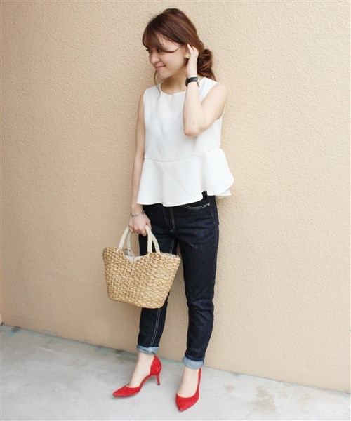 LIMITLESS LUXURY(リミットレスラグジュアリー)の「ノースリーブペプラム ブラウス◆(シャツ/ブラウス・レディース・ホワイト/ブラック・FREE)」の10枚目の写真