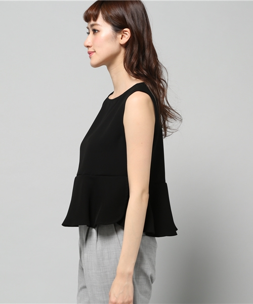 LIMITLESS LUXURY(リミットレスラグジュアリー)の「ノースリーブペプラム ブラウス◆(シャツ/ブラウス・レディース・ホワイト/ブラック・FREE)」の4枚目の写真