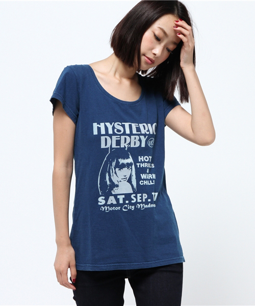 HYSTERIC GLAMOUR（ヒステリックグラマー）の「HYS DERBY pt T-SH（Tシャツ/カットソー・レディース・ホワイト/インディゴブルー/トップグレー・FREE）」の3枚目の写真