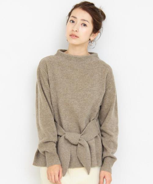 BEAUTY&YOUTH UNITED ARROWS（ビューティーアンドユースユナイテッドアローズ）の「BY∴ ウエストリボンウールニット -2WAY-◆（ニット/セーター・レディース・ダークグレー/モカ/ネイビー/コバルトブルー・FREE）」の2枚目の写真