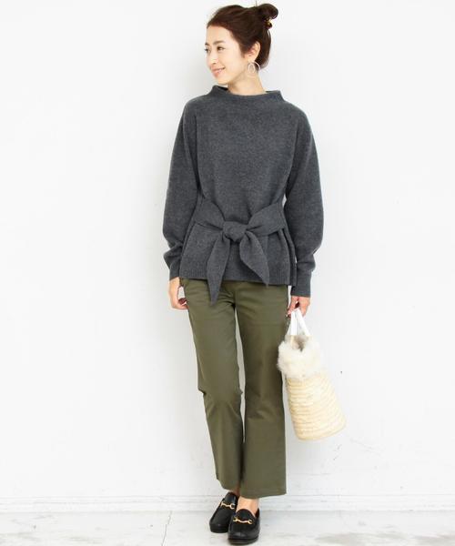 BEAUTY&YOUTH UNITED ARROWS（ビューティーアンドユースユナイテッドアローズ）の「BY∴ ウエストリボンウールニット -2WAY-◆（ニット/セーター・レディース・ダークグレー/モカ/ネイビー/コバルトブルー・FREE）」の5枚目の写真