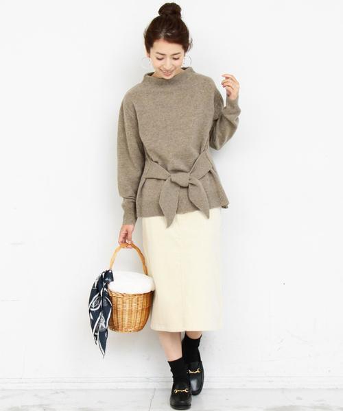 BEAUTY&YOUTH UNITED ARROWS（ビューティーアンドユースユナイテッドアローズ）の「BY∴ ウエストリボンウールニット -2WAY-◆（ニット/セーター・レディース・ダークグレー/モカ/ネイビー/コバルトブルー・FREE）」の6枚目の写真