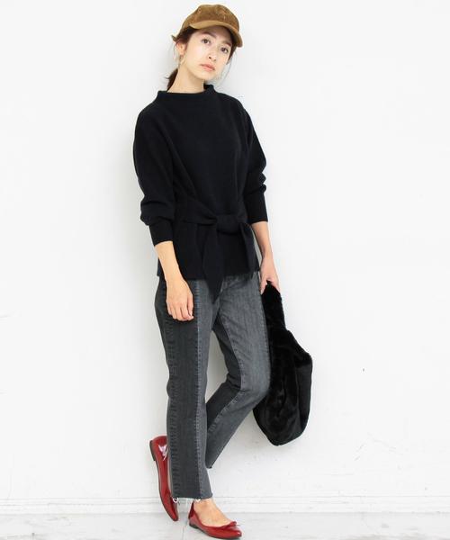 BEAUTY&YOUTH UNITED ARROWS（ビューティーアンドユースユナイテッドアローズ）の「BY∴ ウエストリボンウールニット -2WAY-◆（ニット/セーター・レディース・ダークグレー/モカ/ネイビー/コバルトブルー・FREE）」の7枚目の写真