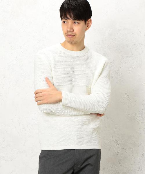 green label relaxing（グリーンレーベルリラクシング）の「KC PE PANEL/PTN C/N 5G ニット◆（ニット/セーター・メンズ・ロイヤルブルー/ホワイト/ブラック・LARGE/SMALL/MEDIUM）」の2枚目の写真