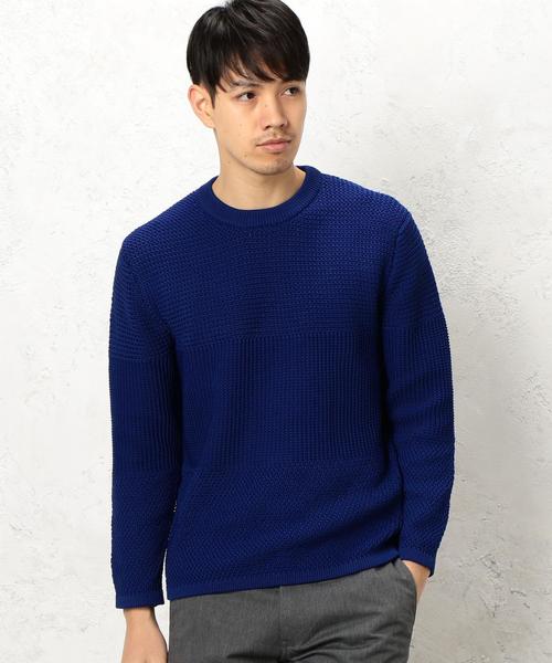 green label relaxing（グリーンレーベルリラクシング）の「KC PE PANEL/PTN C/N 5G ニット◆（ニット/セーター・メンズ・ロイヤルブルー/ホワイト/ブラック・LARGE/SMALL/MEDIUM）」の3枚目の写真