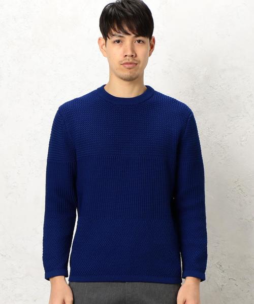 green label relaxing（グリーンレーベルリラクシング）の「KC PE PANEL/PTN C/N 5G ニット◆（ニット/セーター・メンズ・ロイヤルブルー/ホワイト/ブラック・LARGE/SMALL/MEDIUM）」の14枚目の写真