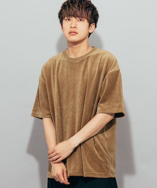 SENSE OF PLACE by URBAN RESEARCH(センスオブプレイスバイアーバンリサーチ)の「ベロアTシャツ(5分袖)(Tシャツ/カットソー・メンズ・ブラック/キャメル/ピンク・MEDIUM/LARGE)」の3枚目の写真
