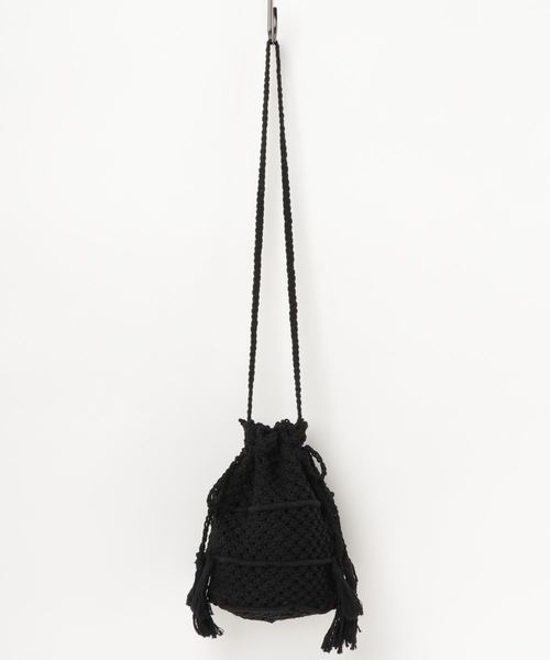 WEGO（ウィゴー）の「WEGO/マクラメ巾着ショルダーバッグ（ショルダーバッグ・レディース・アイボリー/ブラック・FREE）」の5枚目の写真