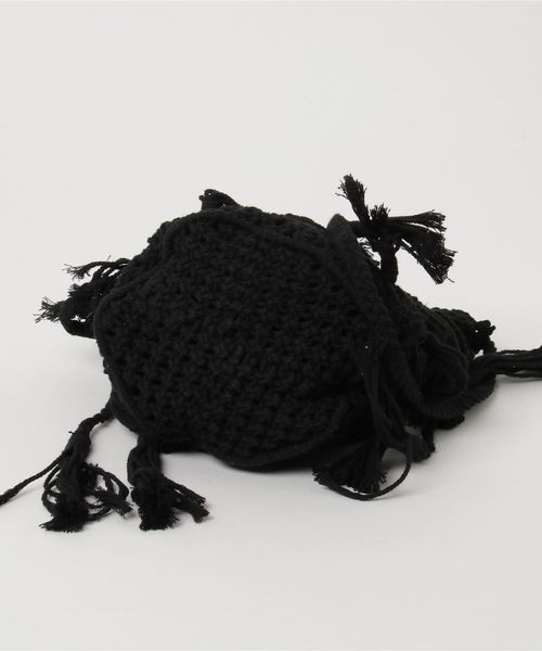 WEGO（ウィゴー）の「WEGO/マクラメ巾着ショルダーバッグ（ショルダーバッグ・レディース・アイボリー/ブラック・FREE）」の4枚目の写真