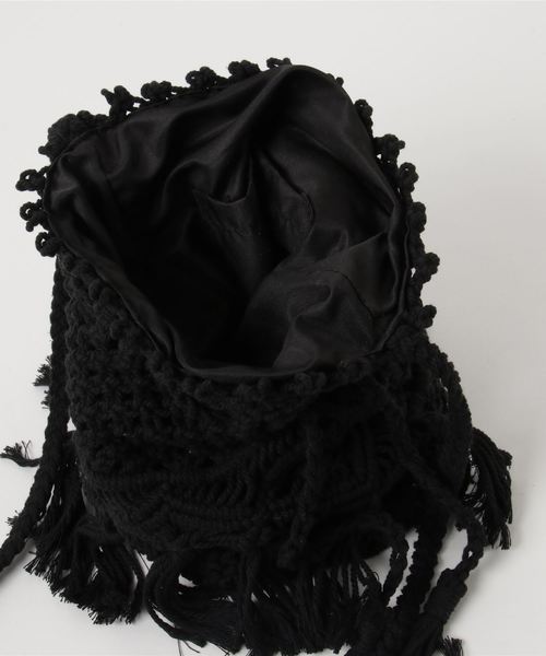 WEGO（ウィゴー）の「WEGO/マクラメ巾着ショルダーバッグ（ショルダーバッグ・レディース・アイボリー/ブラック・FREE）」の3枚目の写真