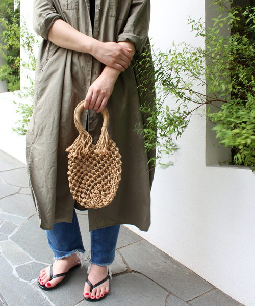 ottilie（オティーリエ）の「ちび編み込みBAG（かごバッグ・レディース・ホワイト/ブラウン・FREE）」の7枚目の写真