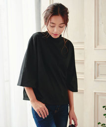 七分袖ハイネックフレアスリーブ薄手カットソートップス＊Tシャツ/レディース[C3398]神戸レタス