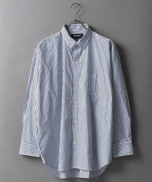 JACKROSE（ジャックローズ）の「JUDGEMENTブロードストライプドロップショルダーシャツ（シャツ/ブラウス・メンズ・ホワイト/ネイビー/サックスブルー・M/L）」の3枚目の写真