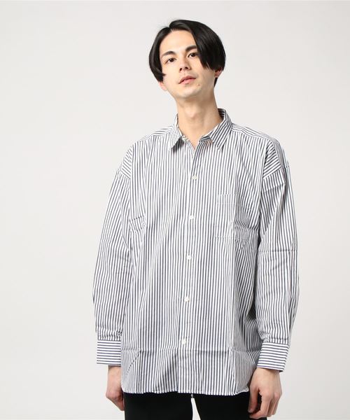 JACKROSE（ジャックローズ）の「JUDGEMENTブロードストライプドロップショルダーシャツ（シャツ/ブラウス・メンズ・ホワイト/ネイビー/サックスブルー・M/L）」の7枚目の写真