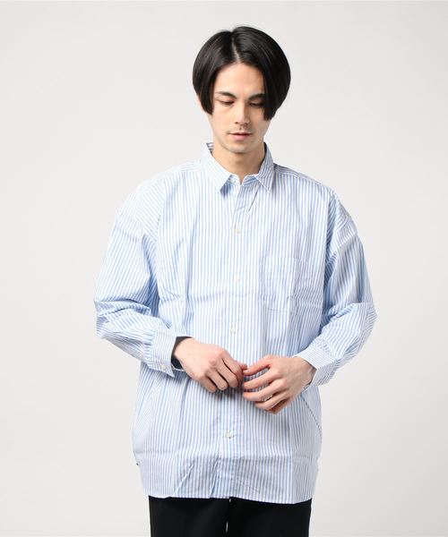 JACKROSE（ジャックローズ）の「JUDGEMENTブロードストライプドロップショルダーシャツ（シャツ/ブラウス・メンズ・ホワイト/ネイビー/サックスブルー・M/L）」の8枚目の写真
