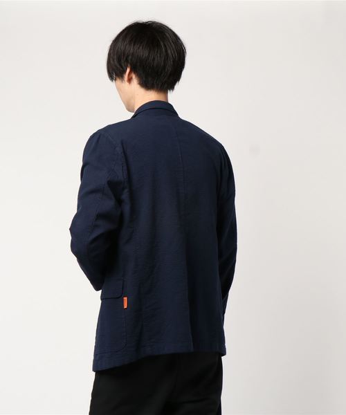 UNIVERSAL OVERALL（ユニバーサルオーバーオール）の「UNIVERSAL OVERALL / ユニバーサルオーバーオール × 417別注 シアサッカーアトゾメジャケット（テーラードジャケット・メンズ・ネイビー/ブラウン・LARGE/MEDIUM）」の20枚目の写真