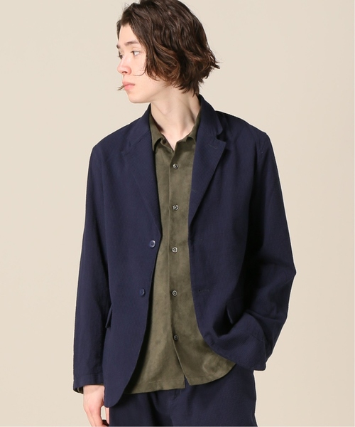 UNIVERSAL OVERALL（ユニバーサルオーバーオール）の「UNIVERSAL OVERALL / ユニバーサルオーバーオール × 417別注 シアサッカーアトゾメジャケット（テーラードジャケット・メンズ・ネイビー/ブラウン・LARGE/MEDIUM）」の2枚目の写真