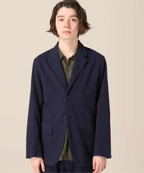 UNIVERSAL OVERALL（ユニバーサルオーバーオール）の「UNIVERSAL OVERALL / ユニバーサルオーバーオール × 417別注 シアサッカーアトゾメジャケット（テーラードジャケット・メンズ・ネイビー/ブラウン・LARGE/MEDIUM）」の4枚目の写真