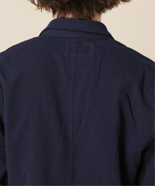 UNIVERSAL OVERALL（ユニバーサルオーバーオール）の「UNIVERSAL OVERALL / ユニバーサルオーバーオール × 417別注 シアサッカーアトゾメジャケット（テーラードジャケット・メンズ・ネイビー/ブラウン・LARGE/MEDIUM）」の8枚目の写真