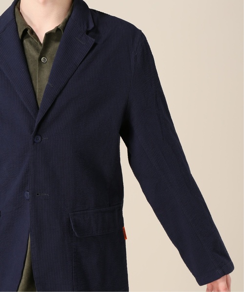 UNIVERSAL OVERALL（ユニバーサルオーバーオール）の「UNIVERSAL OVERALL / ユニバーサルオーバーオール × 417別注 シアサッカーアトゾメジャケット（テーラードジャケット・メンズ・ネイビー/ブラウン・LARGE/MEDIUM）」の9枚目の写真