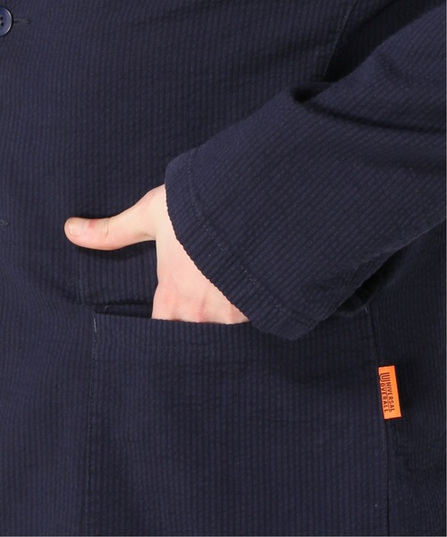 UNIVERSAL OVERALL（ユニバーサルオーバーオール）の「UNIVERSAL OVERALL / ユニバーサルオーバーオール × 417別注 シアサッカーアトゾメジャケット（テーラードジャケット・メンズ・ネイビー/ブラウン・LARGE/MEDIUM）」の10枚目の写真