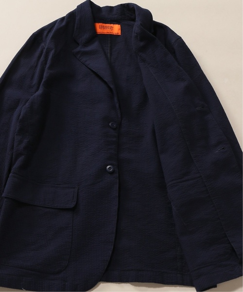 UNIVERSAL OVERALL（ユニバーサルオーバーオール）の「UNIVERSAL OVERALL / ユニバーサルオーバーオール × 417別注 シアサッカーアトゾメジャケット（テーラードジャケット・メンズ・ネイビー/ブラウン・LARGE/MEDIUM）」の14枚目の写真