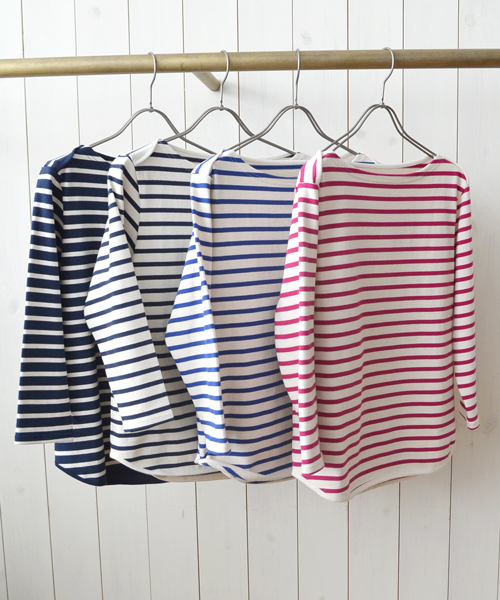 liflattie ships（リフラティ シップス）の「liflattie:フレンチボーダー 7スリーブ ◇（Tシャツ/カットソー・レディース・ホワイト/ブルー/ネイビー/ピンク・ONE SIZE）」の5枚目の写真