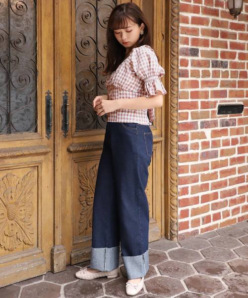 one after another NICE CLAUP(ワンアフターアナザーナイスクラップ)の「バックリボンチェックブラウス(レースインナーSET)(シャツ/ブラウス・レディース・ブラック系その他/ブラウン系その他/ベージュ系その他・FREE)」の7枚目の写真