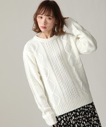 ZIP FIVE | クルーネックケーブルニットセーター【ユニセックス】(ニット/セーター)