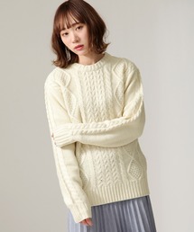 ZIP FIVE | クルーネックケーブルニットセーター【ユニセックス】(ニット/セーター)