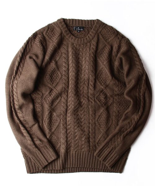 ZIP FIVE（ジップファイブ）の「【ZIP FIVE】クルーネックケーブルニットセーター（ニット/セーター・レディース・オフホワイト/アイボリー/ブラック/モカ/グレー/ベージュ/マスタード/ダークグリーン/オリーブ/キャメル/スモークピンク/ワイン/オレンジ/ブラウン/カーキ/ネイビー/ブルー・SMALL/X-LARGE/LARGE/MEDIUM）」の18枚目の写真