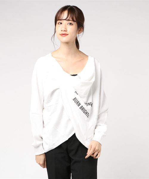 ROGER AND RAW（ロジャーアンドロウ）の「Roger&Raw / プリント入りドレープチュニック（スウェット・レディース・ブラック/ネイビー/グレー/ホワイト・M）」の2枚目の写真