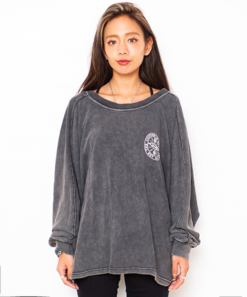 ROGER AND RAW（ロジャーアンドロウ）の「Roger&Raw / プリント入りドレープチュニック（スウェット・レディース・ブラック/ネイビー/グレー/ホワイト・M）」の8枚目の写真