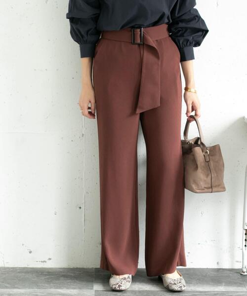 URBAN RESEARCH ROSSO（アーバンリサーチロッソ）の「ベルト付きセミワイドパンツ∴（その他パンツ・レディース・ブラウン/ブラック・36/38）」の4枚目の写真